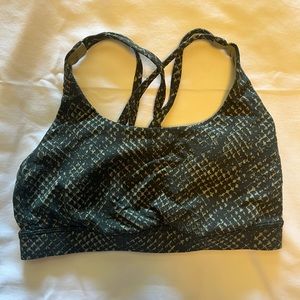 Lululemon energy bra, snake pattern green, size 4